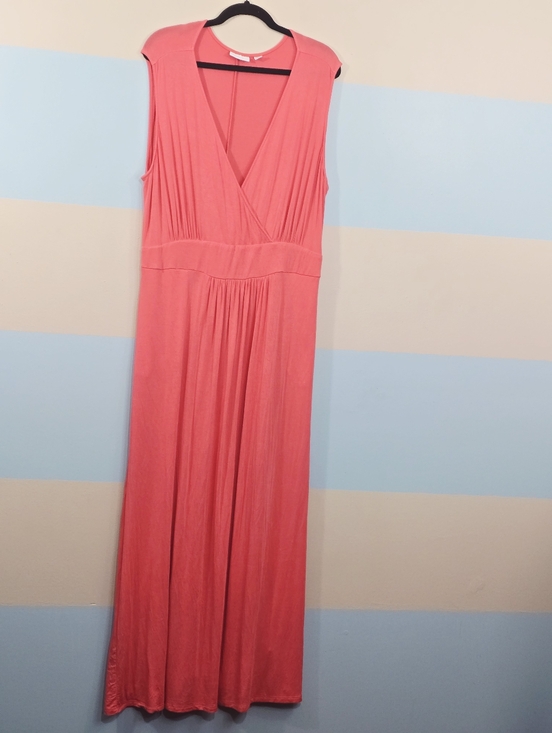 New York & Company Plus Size Coral Pink Maxi Dress - Picture 3 of 8
